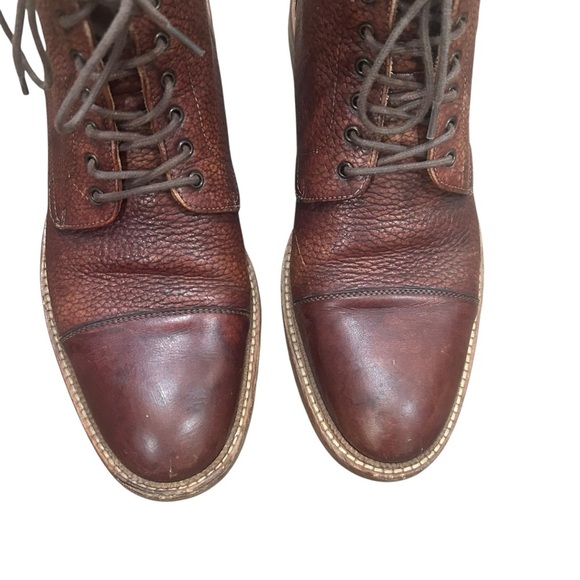 Taft brown rome pebbled leather ankle boots size 41 women’s 10 lace up chukka - Picture 2 of 7